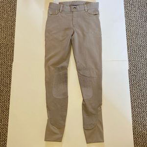 Ovation pull up tan knee patch breech with belt loops